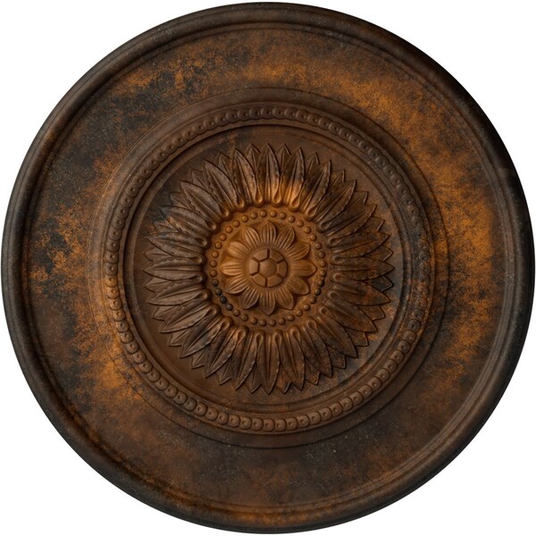 Ekena Millwork Large Floral Ceiling Medallion, Hand-Painted Rust, 41 1/8"OD x 2 1/2"P CM41FLRUS - main